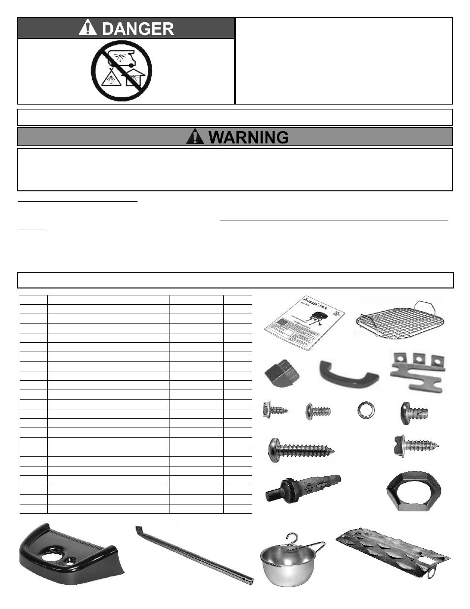 Parts list and illustrations, Assembly instructions | Meco Aussie by Meco 4280 Walk-a-bout User Manual | Page 3 / 16