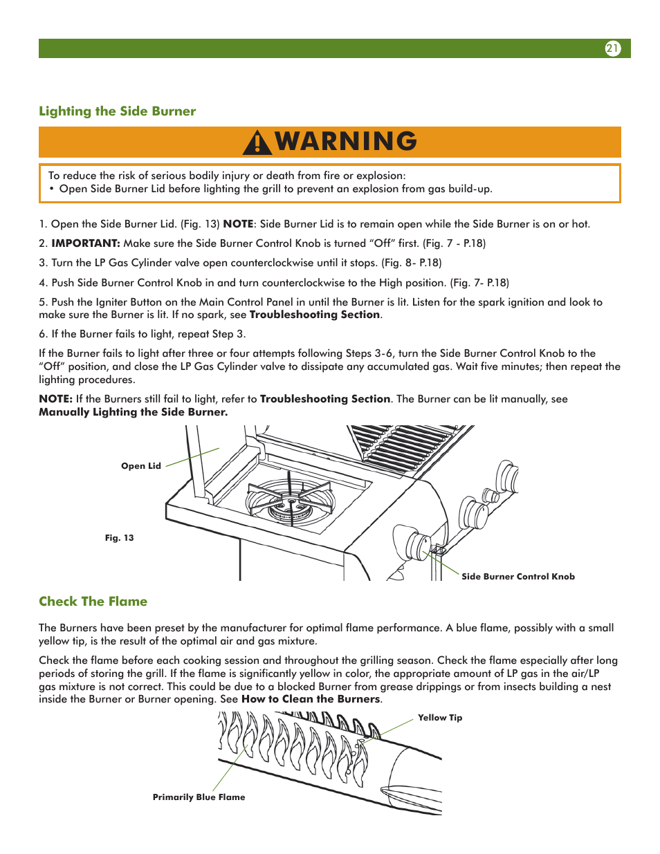 Warning | Meco Assie Vantage LP 67c3c8kk81 User Manual | Page 21 / 36