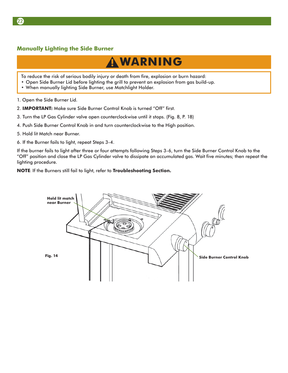 Warning | Meco Assie Vantage LP 67c3c8kk81 User Manual | Page 22 / 36
