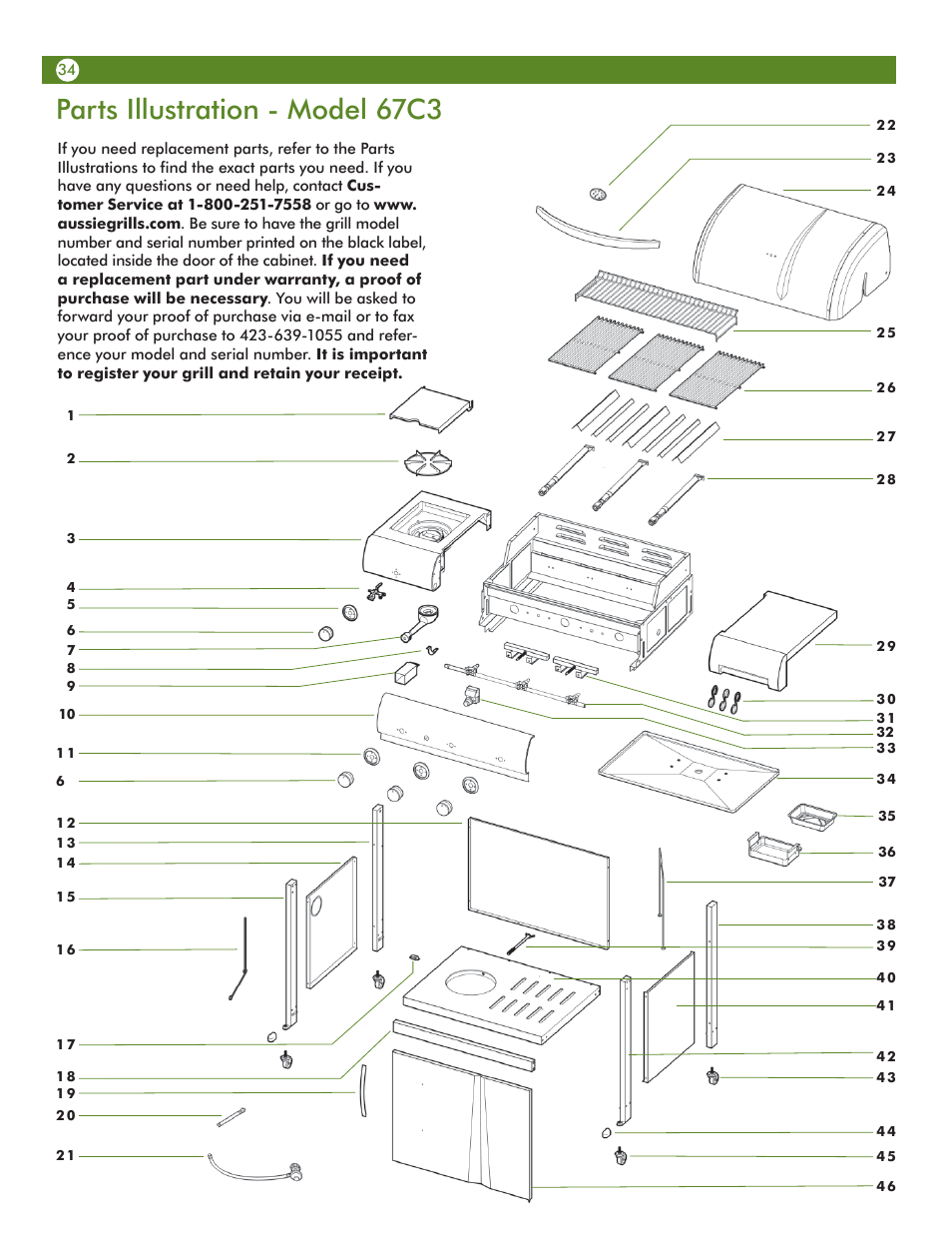 Parts illustration - model 67c3 | Meco Assie Vantage LP 67c3c8kk81 User Manual | Page 34 / 36
