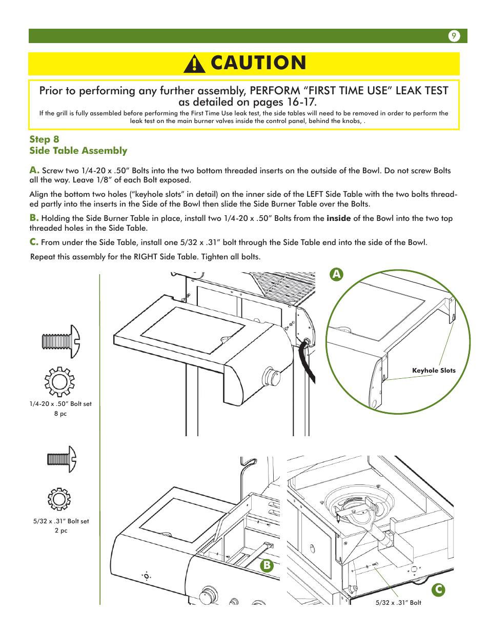 Caution | Meco Assie Vantage LP 67c3c8kk81 User Manual | Page 9 / 36