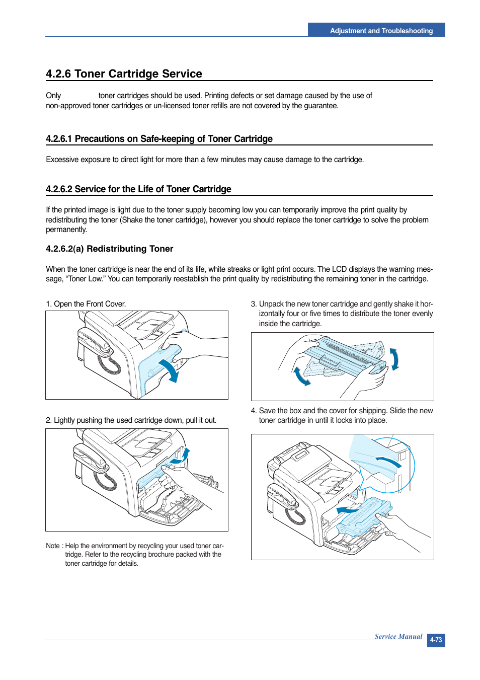 6 toner cartridge service | Muratec DIGITAL LASER F-114 User Manual | Page 133 / 162