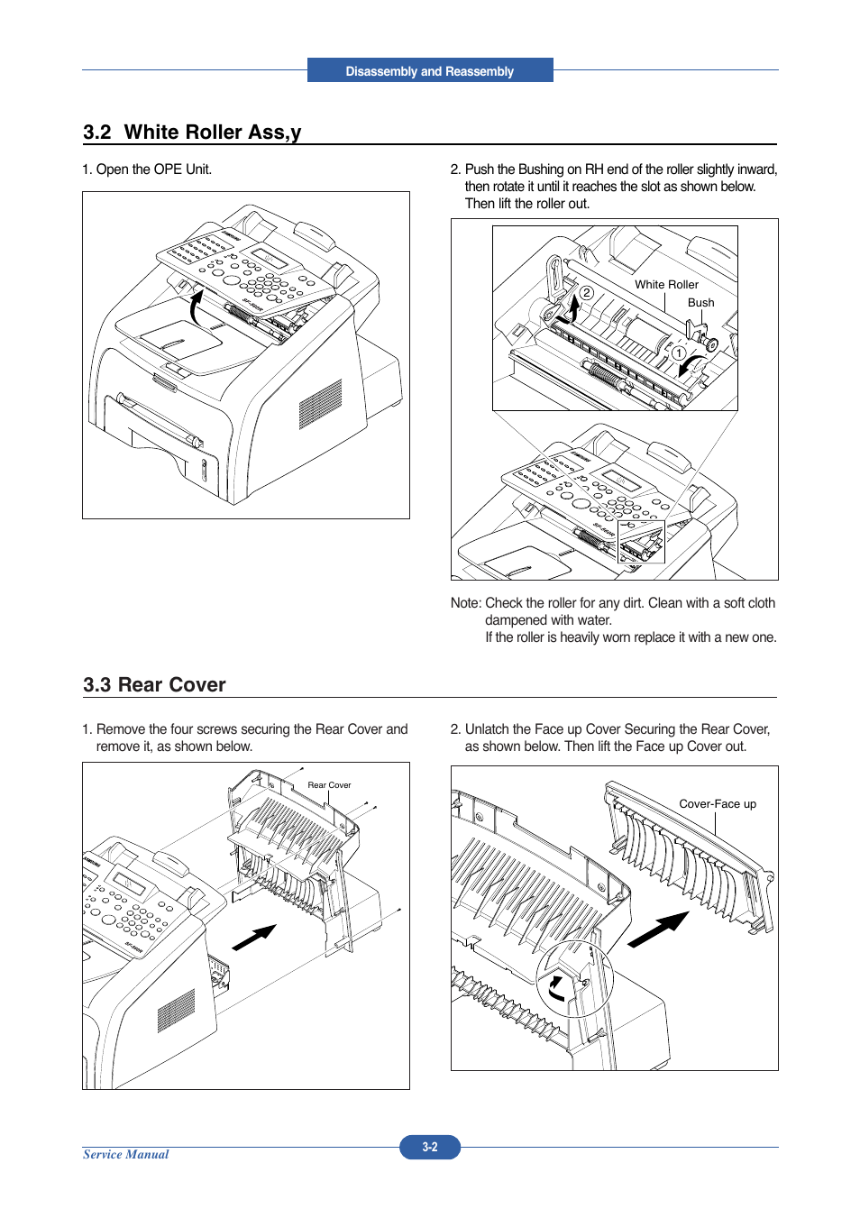 2 white roller ass,y, 3 rear cover | Muratec DIGITAL LASER F-114 User Manual | Page 38 / 162