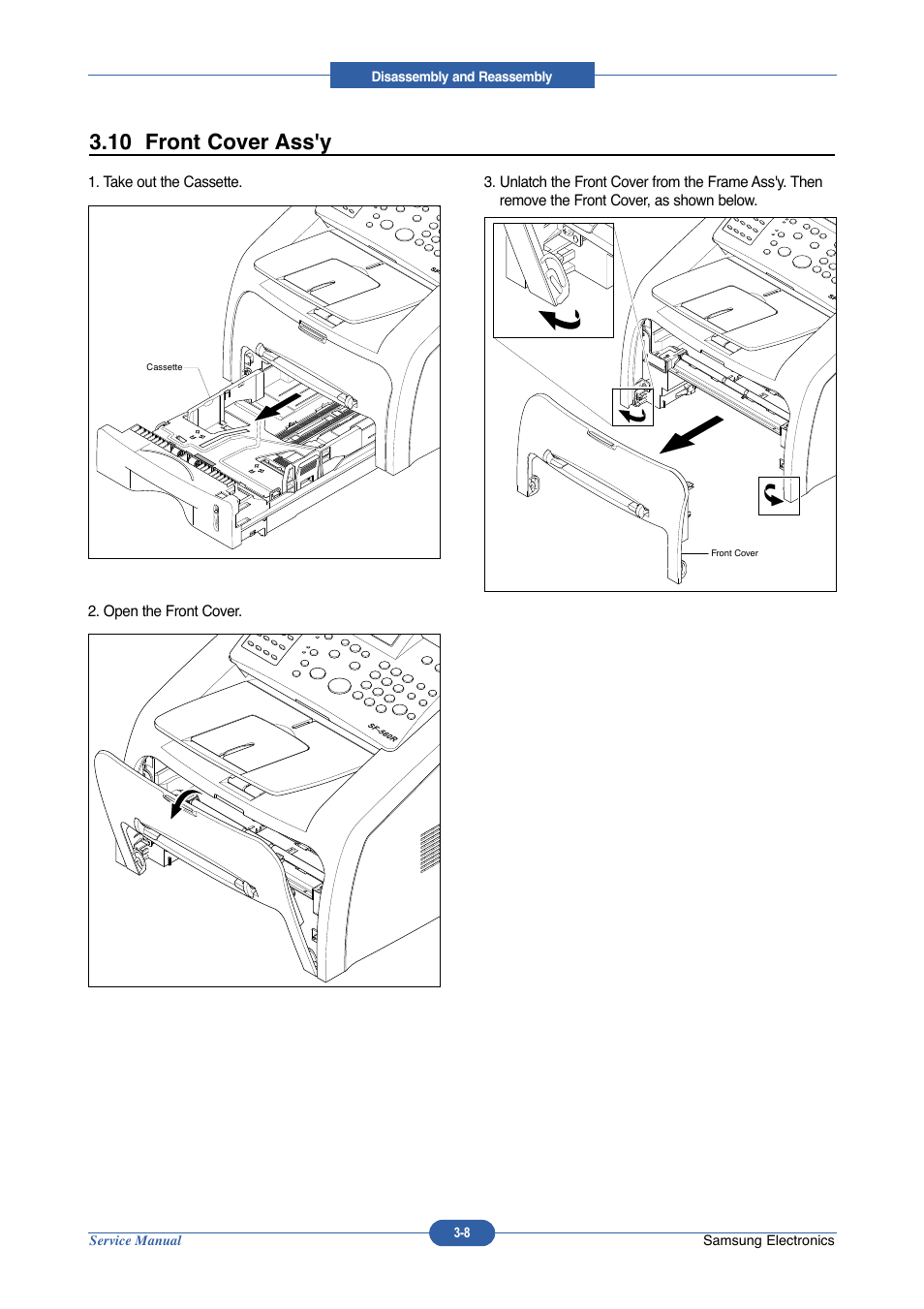 10 front cover ass'y | Muratec DIGITAL LASER F-114 User Manual | Page 44 / 162