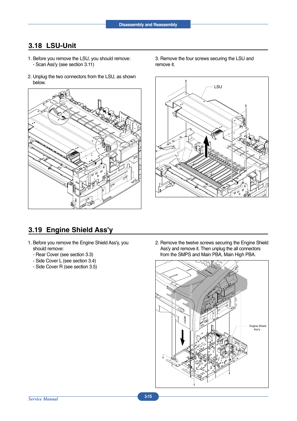18 lsu-unit, 19 engine shield ass'y | Muratec DIGITAL LASER F-114 User Manual | Page 51 / 162