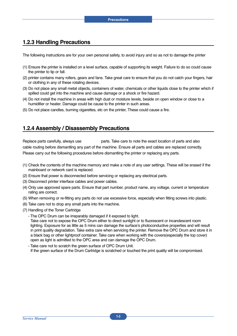 3 handling precautions, 4 assembly / disassembly precautions | Muratec DIGITAL LASER F-114 User Manual | Page 9 / 162