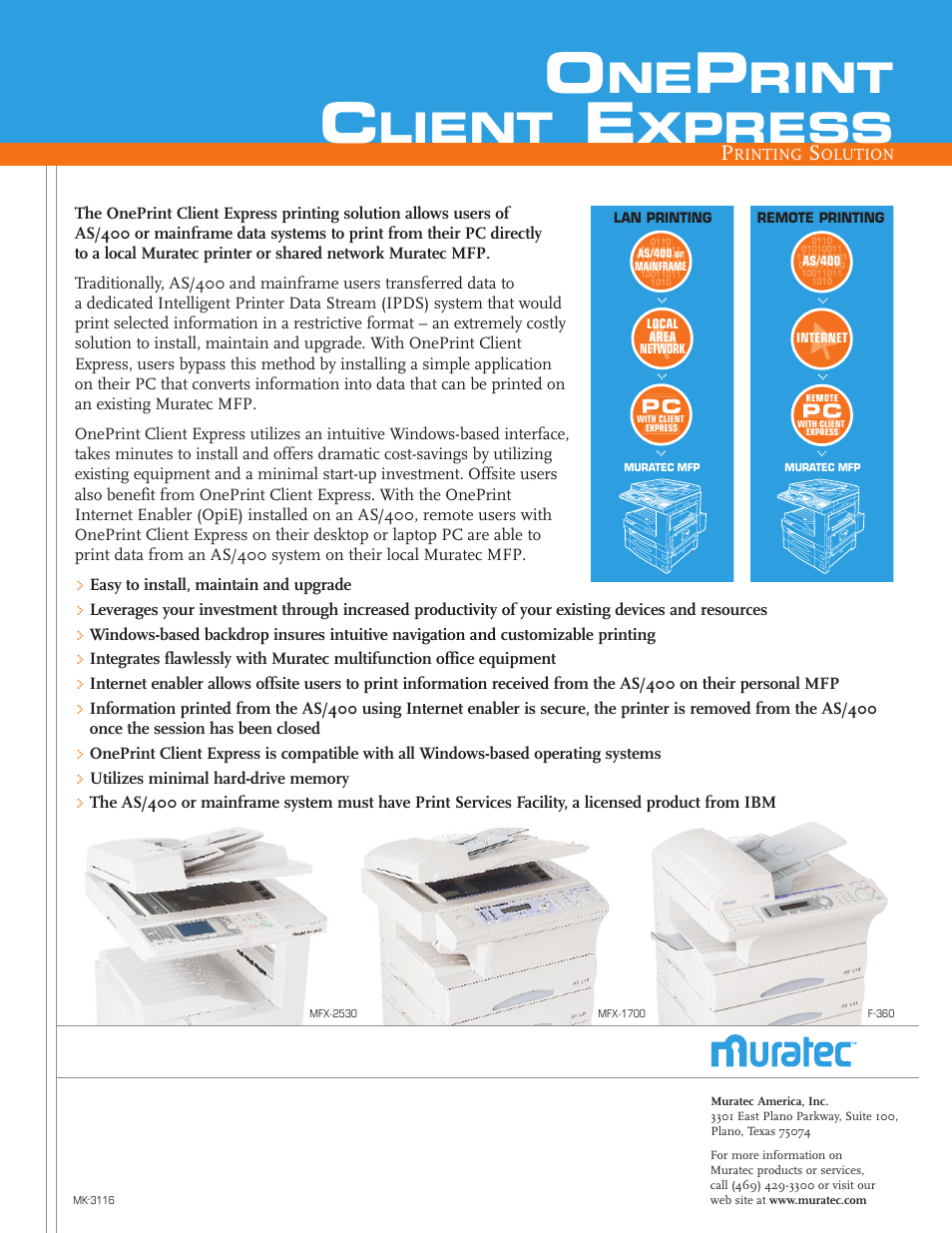 Muratec MFX-1700 User Manual | 1 page