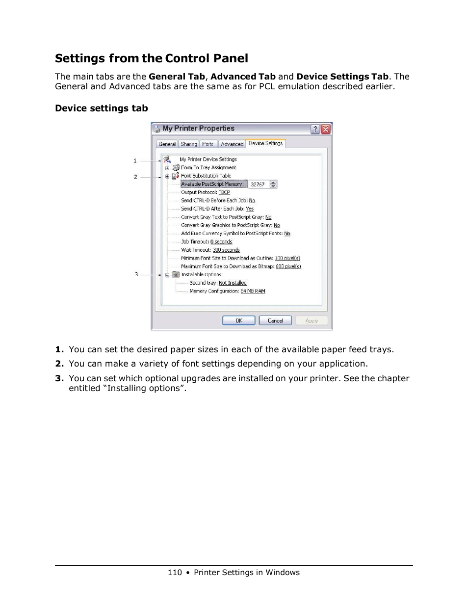 Settings from the control panel | Muratec MFX-3070 User Manual | Page 110 / 179