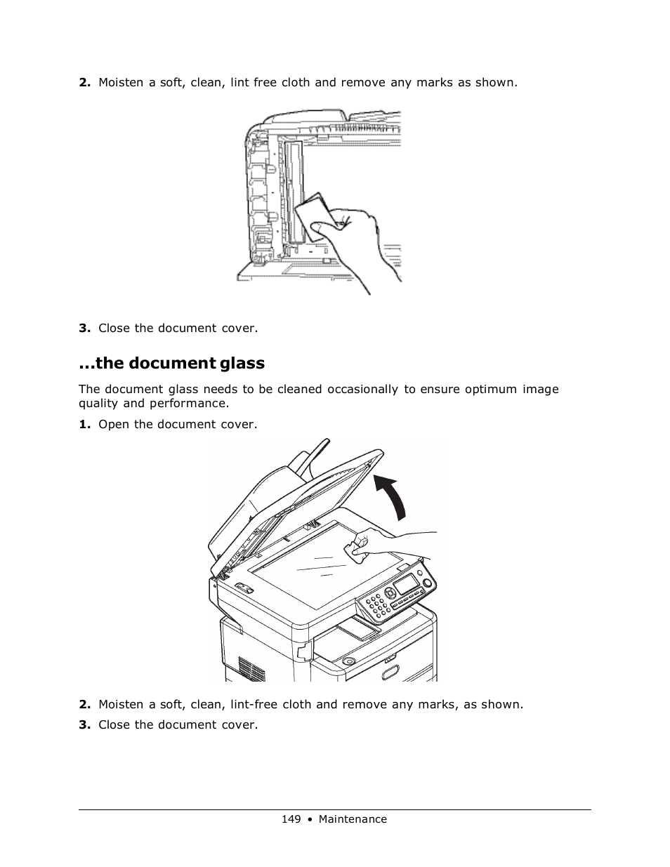The document glass | Muratec MFX-3070 User Manual | Page 149 / 179