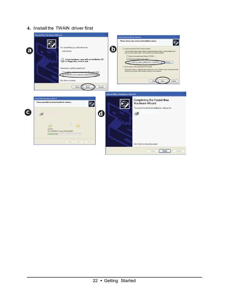22 • getting started, Install the twain driver first | Muratec MFX-3070 User Manual | Page 22 / 179