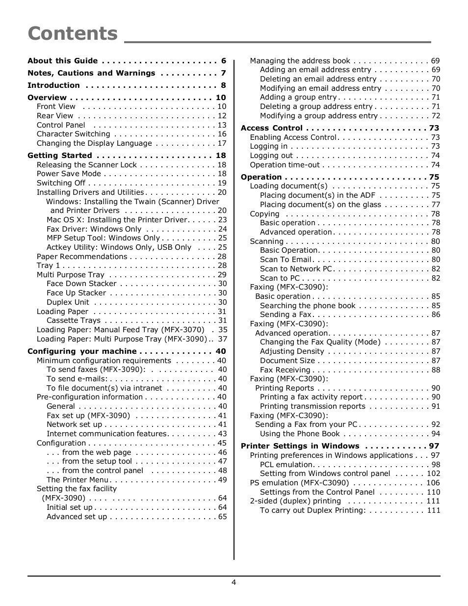 Muratec MFX-3070 User Manual | Page 4 / 179