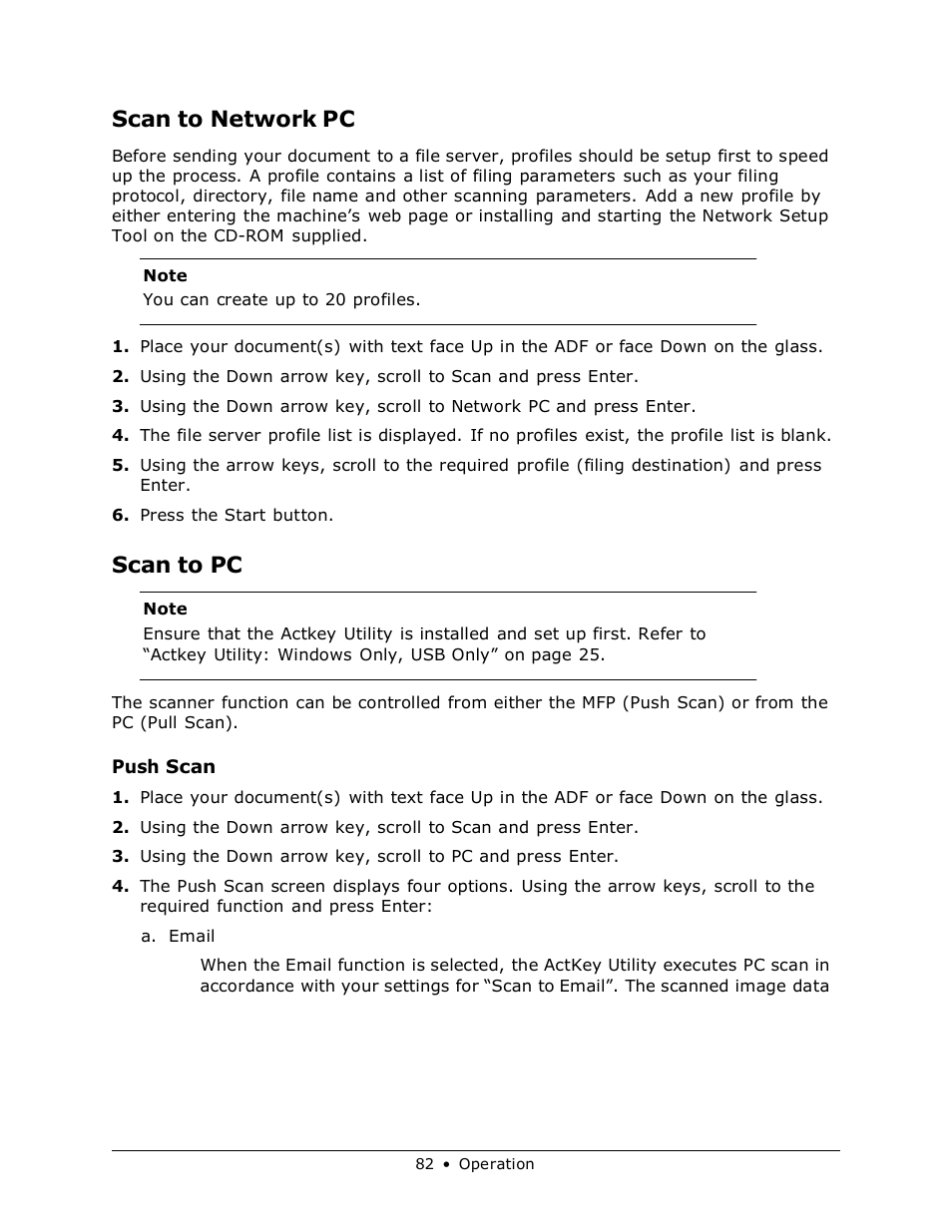Scan to network pc, Scan to pc, Push scan | Muratec MFX-3070 User Manual | Page 82 / 179