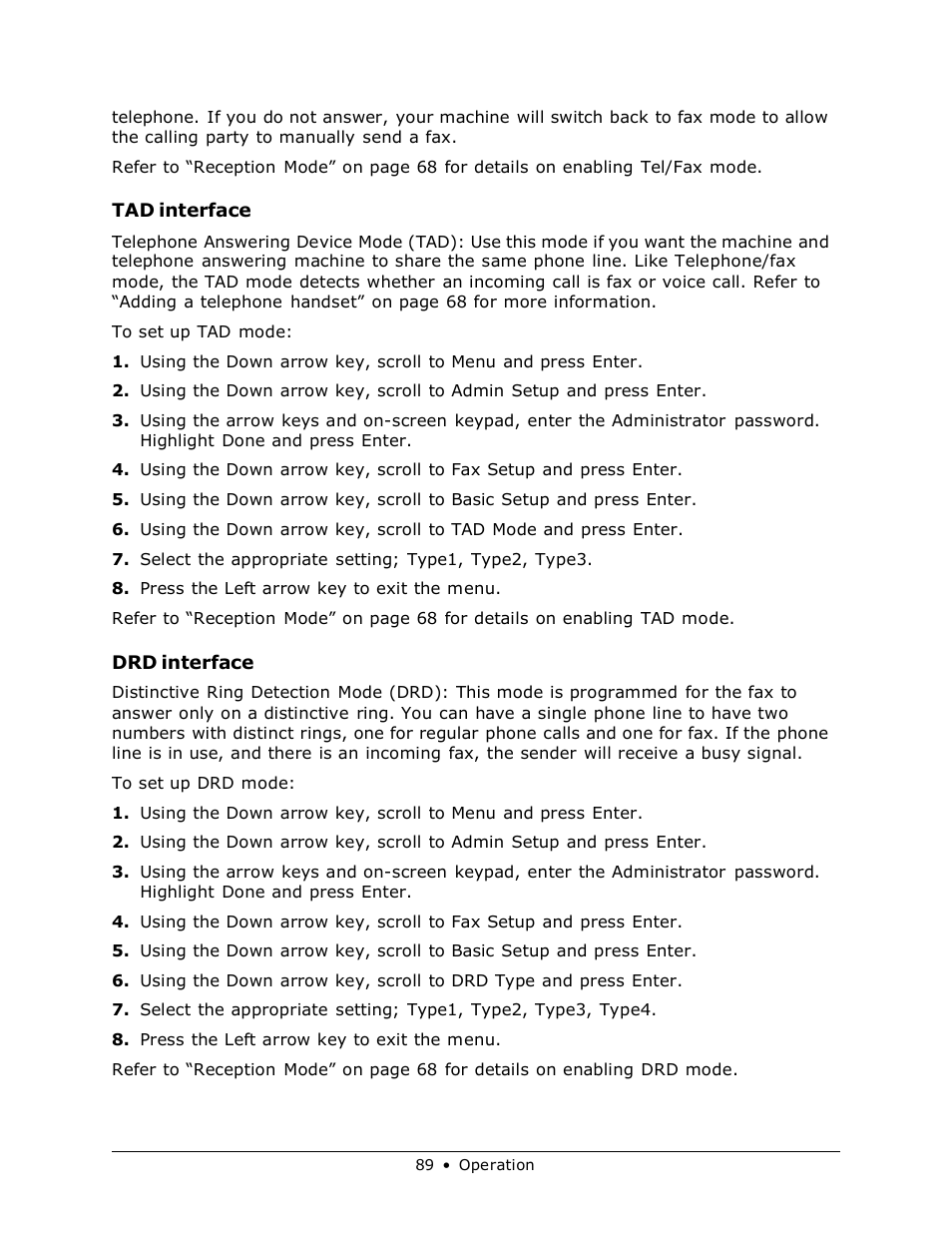 Tad interface, Drd interface | Muratec MFX-3070 User Manual | Page 89 / 179