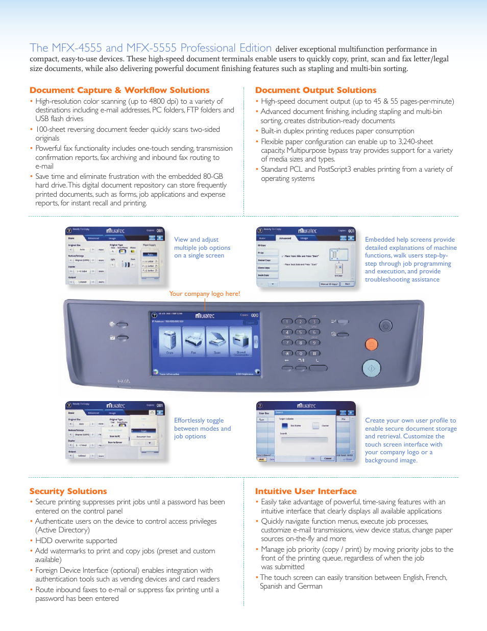 Muratec High Speed Document Terminal MFX-4555 User Manual | Page 2 / 6