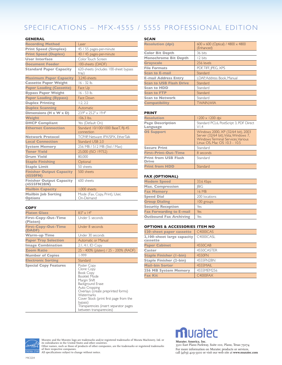 Muratec High Speed Document Terminal MFX-4555 User Manual | Page 6 / 6