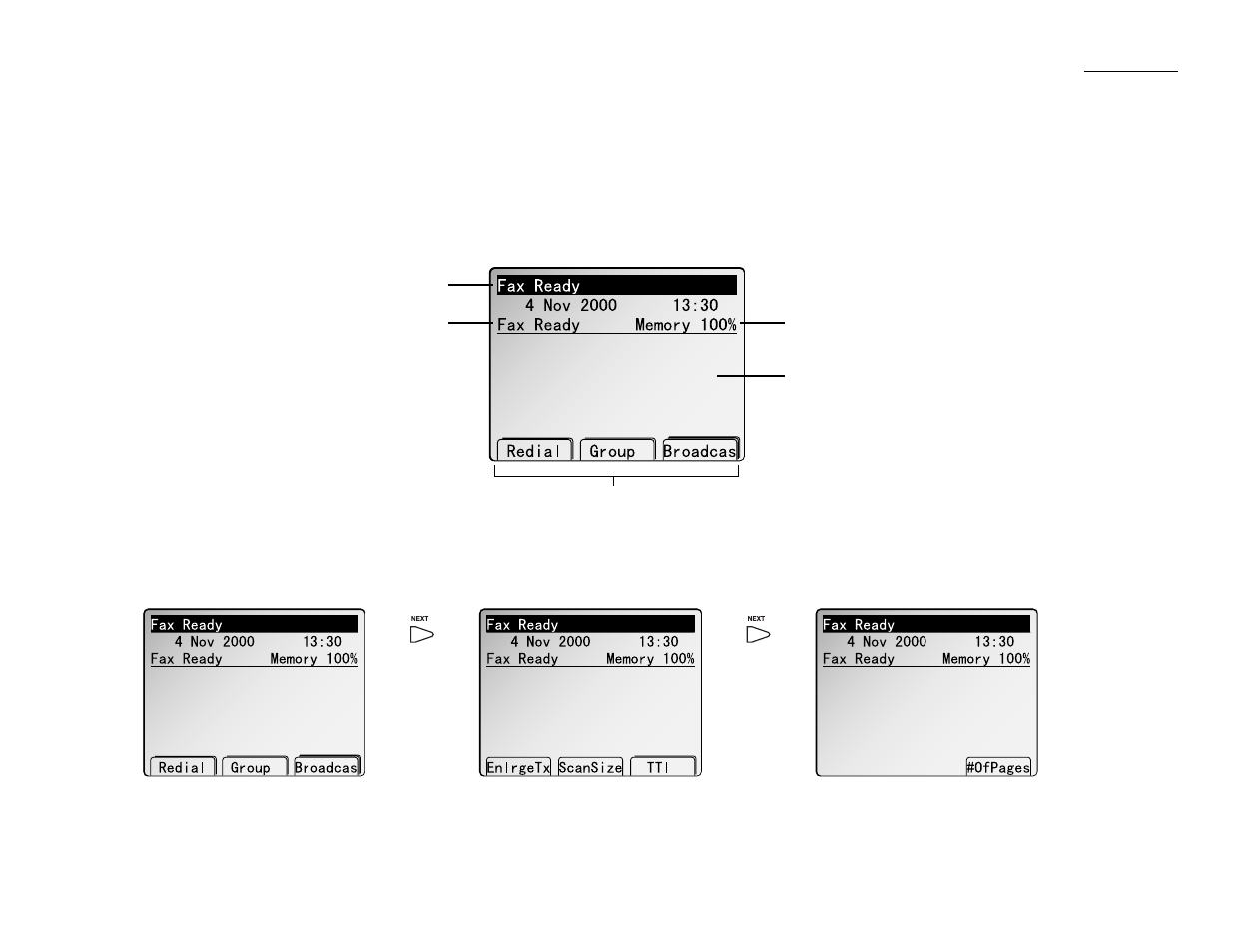 Panel display (liquid crystal display), Fax standby display | Muratec MFX-2500 User Manual | Page 11 / 103