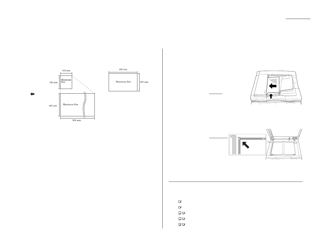 Some guidelines, Acceptable document size, Things not to put in your fax | How to set the document, Auto document size detection | Muratec MFX-2500 User Manual | Page 13 / 103