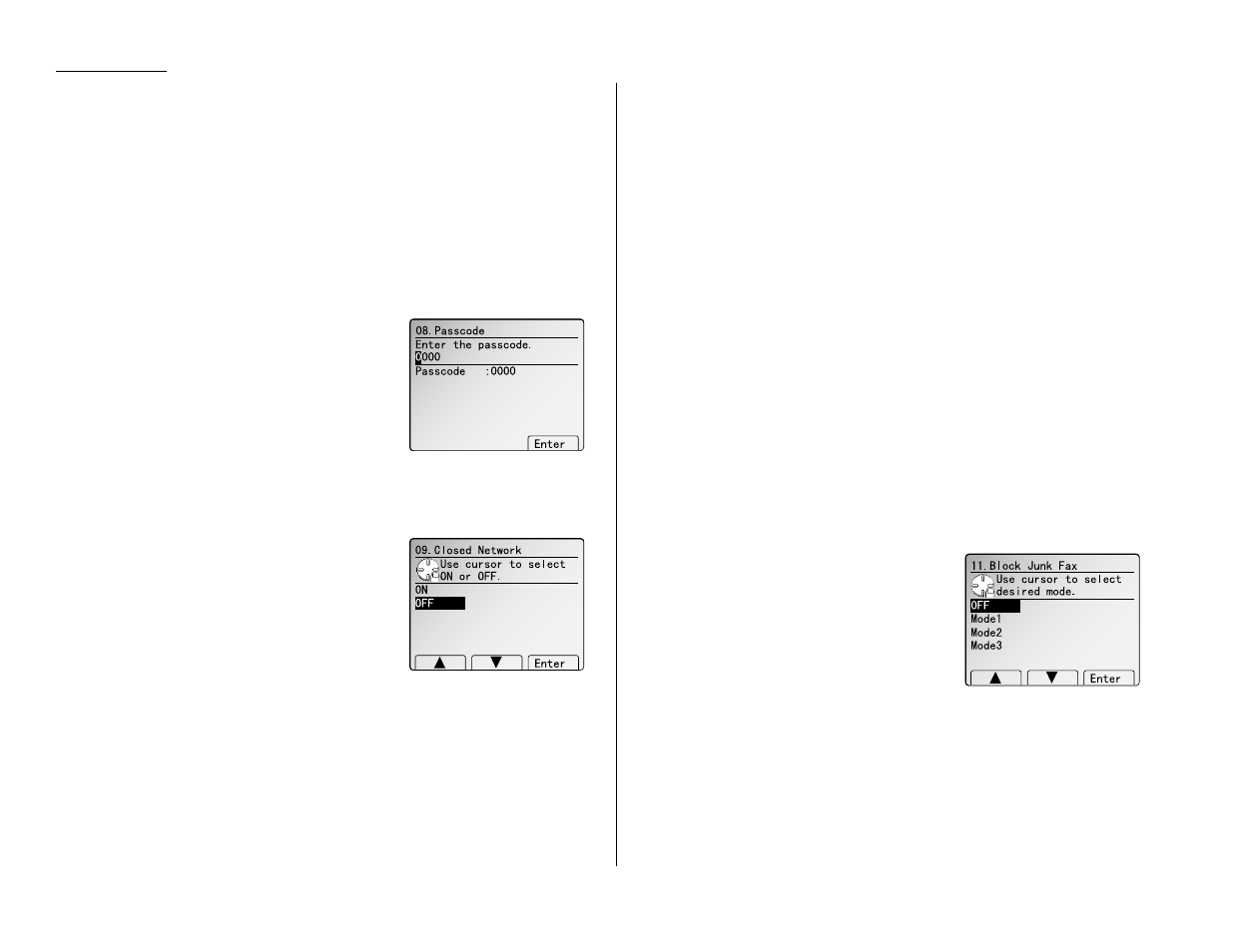 Setting for use with a closed network, Setting block junk fax | Muratec MFX-2500 User Manual | Page 70 / 103