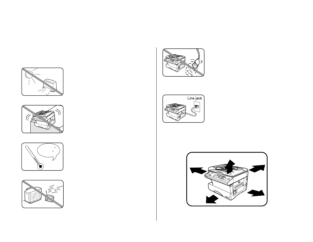 Before using your muratec fax machine, Where to set up your fax machine | Muratec MFX-1200 User Manual | Page 4 / 156