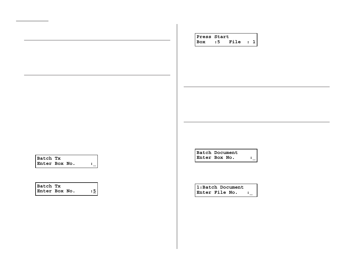 Printing a list of batch boxes, Storing a document for batch transmission, Printing a list of stored batch documents | Printing a document stored in a batch box | Muratec MFX-1300/1700 User Manual | Page 65 / 154