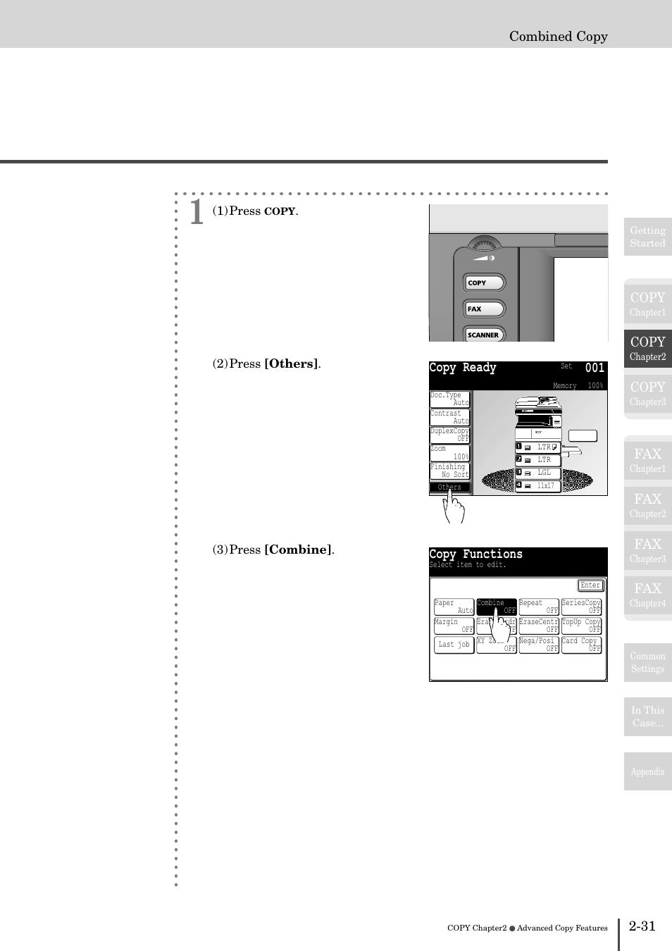 Copy ready 001, Copy functions, Copy | 31 combined copy | Muratec MFX-2830 User Manual | Page 111 / 471