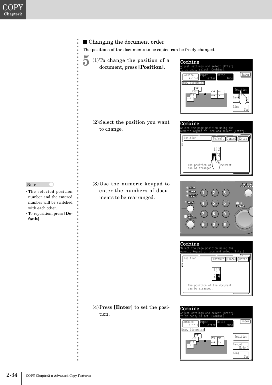 Copy, Combine, 34 ■ changing the document order | Muratec MFX-2830 User Manual | Page 114 / 471