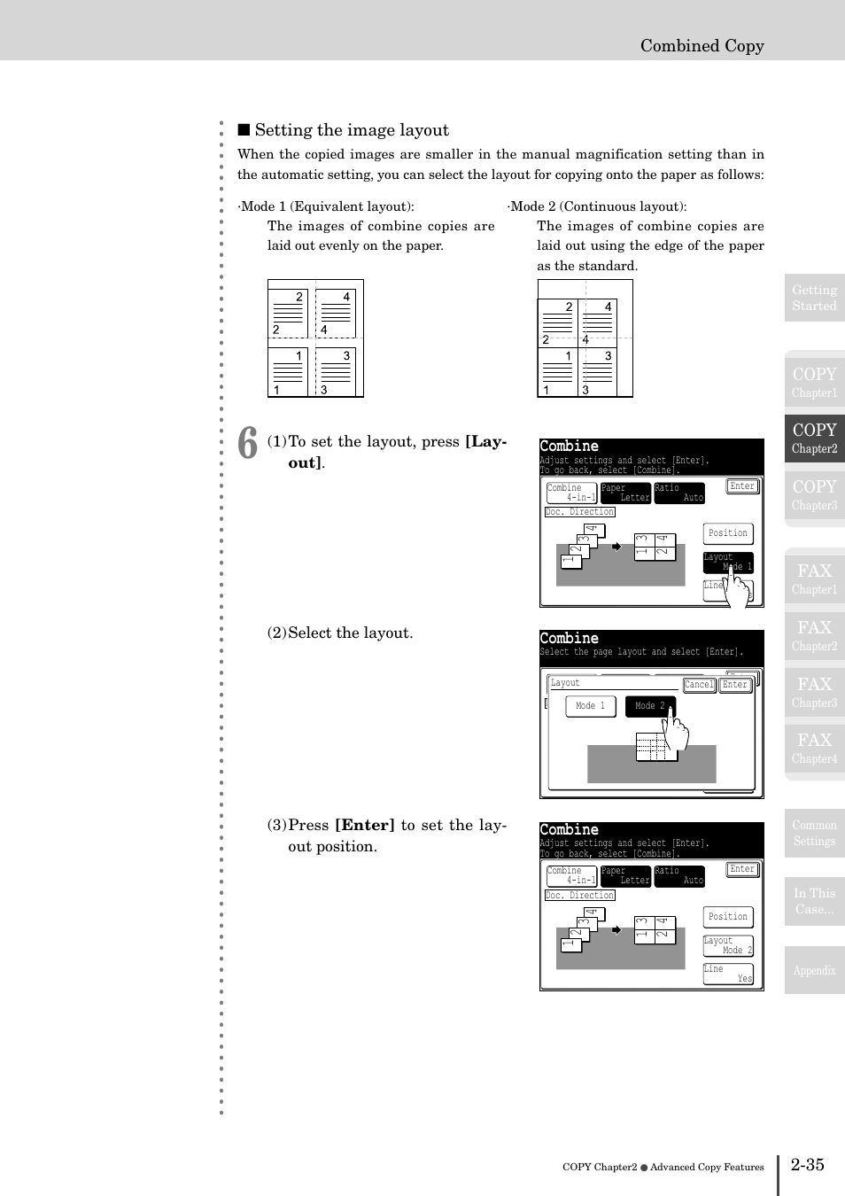 Combine, Copy, 35 ■ setting the image layout | Combined copy | Muratec MFX-2830 User Manual | Page 115 / 471