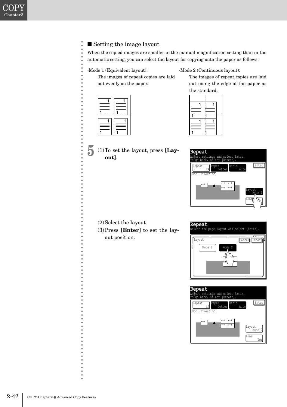 Copy, Repeat, 42 ■ setting the image layout | Muratec MFX-2830 User Manual | Page 122 / 471