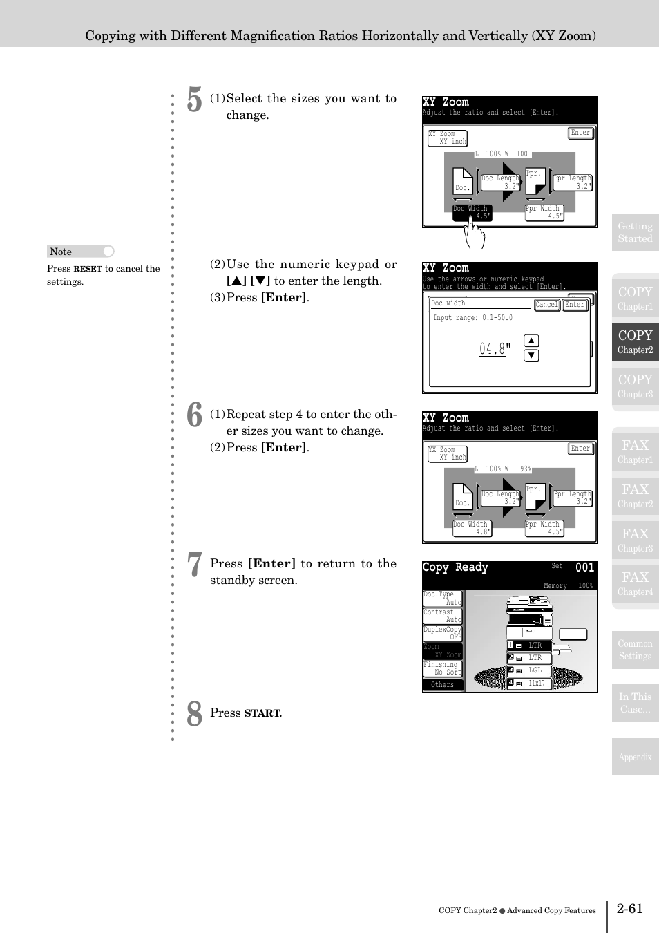 Xy zoom, Copy ready 001 | Muratec MFX-2830 User Manual | Page 141 / 471