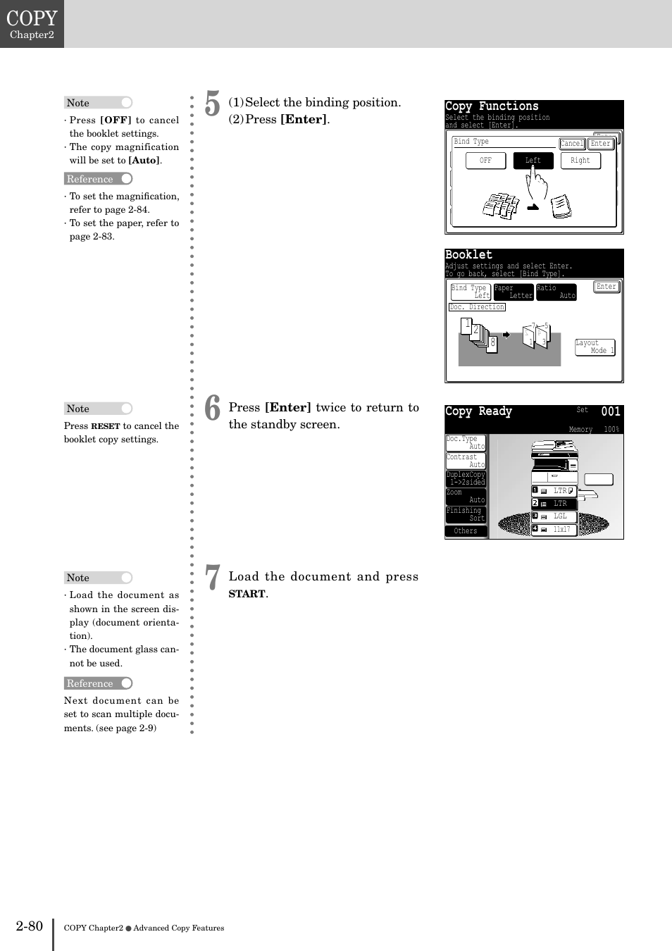 Copy, Copy functions, Booklet | Copy ready 001 | Muratec MFX-2830 User Manual | Page 160 / 471