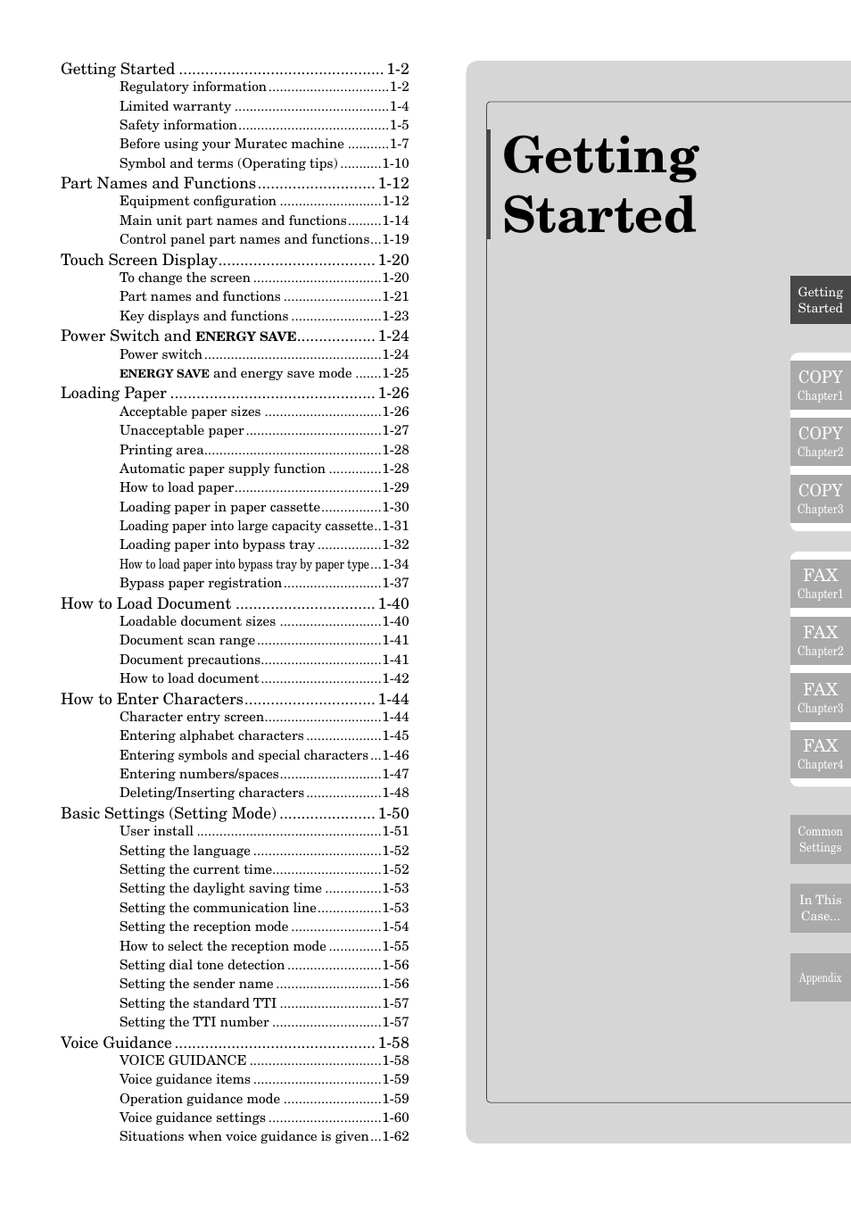 Getting started | Muratec MFX-2830 User Manual | Page 19 / 471