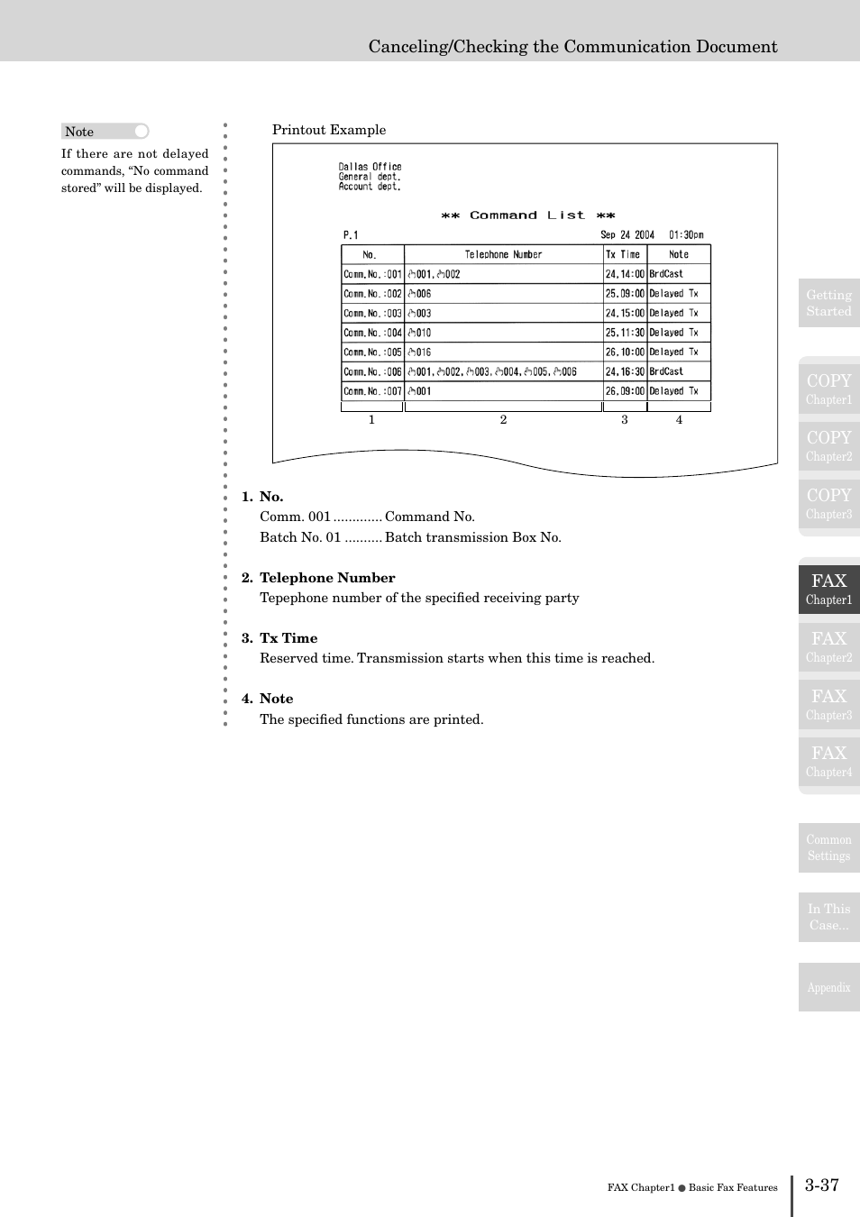 Copy, Canceling/checking the communication document | Muratec MFX-2830 User Manual | Page 215 / 471