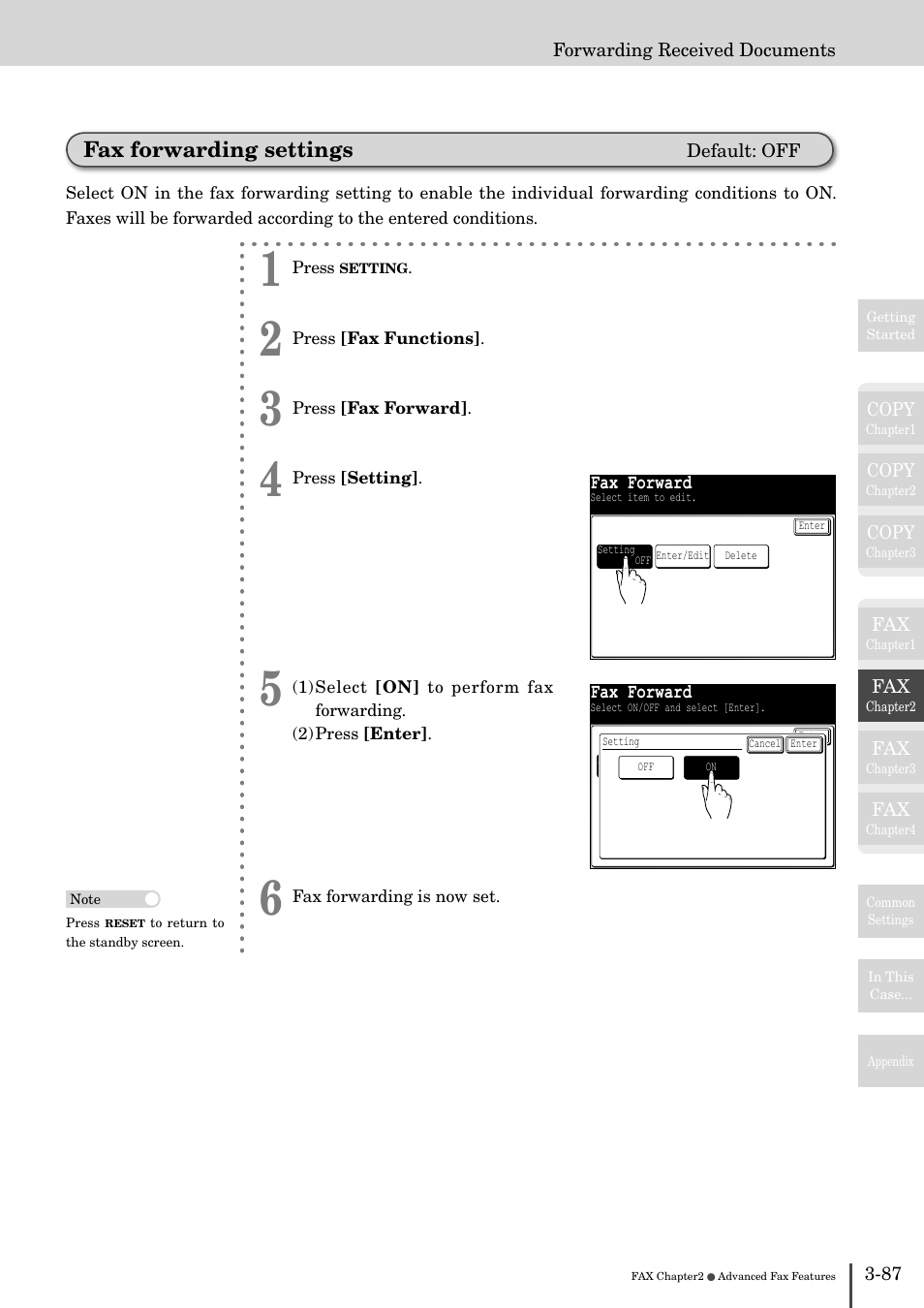 Fax forwarding settings -87, Fax forwarding settings | Muratec MFX-2830 User Manual | Page 265 / 471