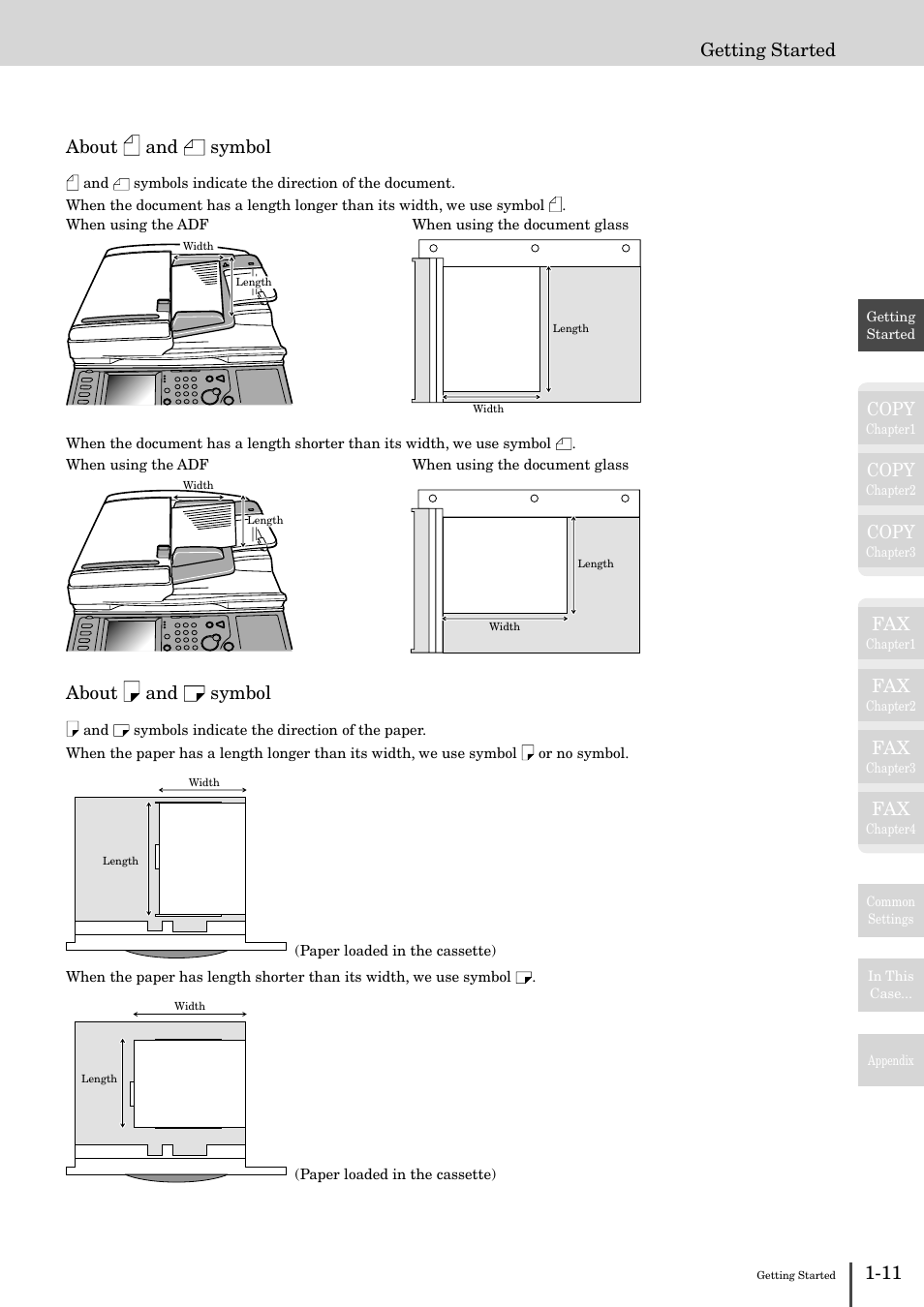 Copy, Getting started about and symbol, About and symbol | Muratec MFX-2830 User Manual | Page 29 / 471