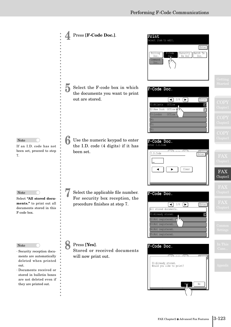 Print, F-code doc | Muratec MFX-2830 User Manual | Page 301 / 471