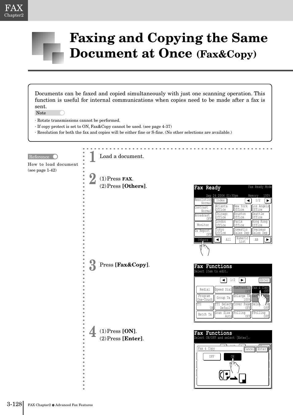 Faxing and copying the same document at once, Fax©), Fax ready | Fax functions | Muratec MFX-2830 User Manual | Page 306 / 471