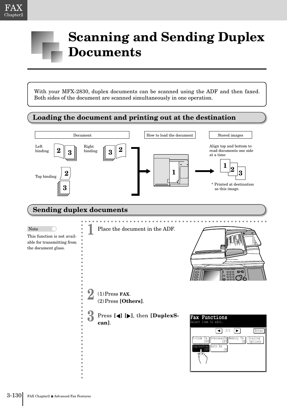Scanning and sending duplex documents -130, Scanning and sending duplex documents | Muratec MFX-2830 User Manual | Page 308 / 471