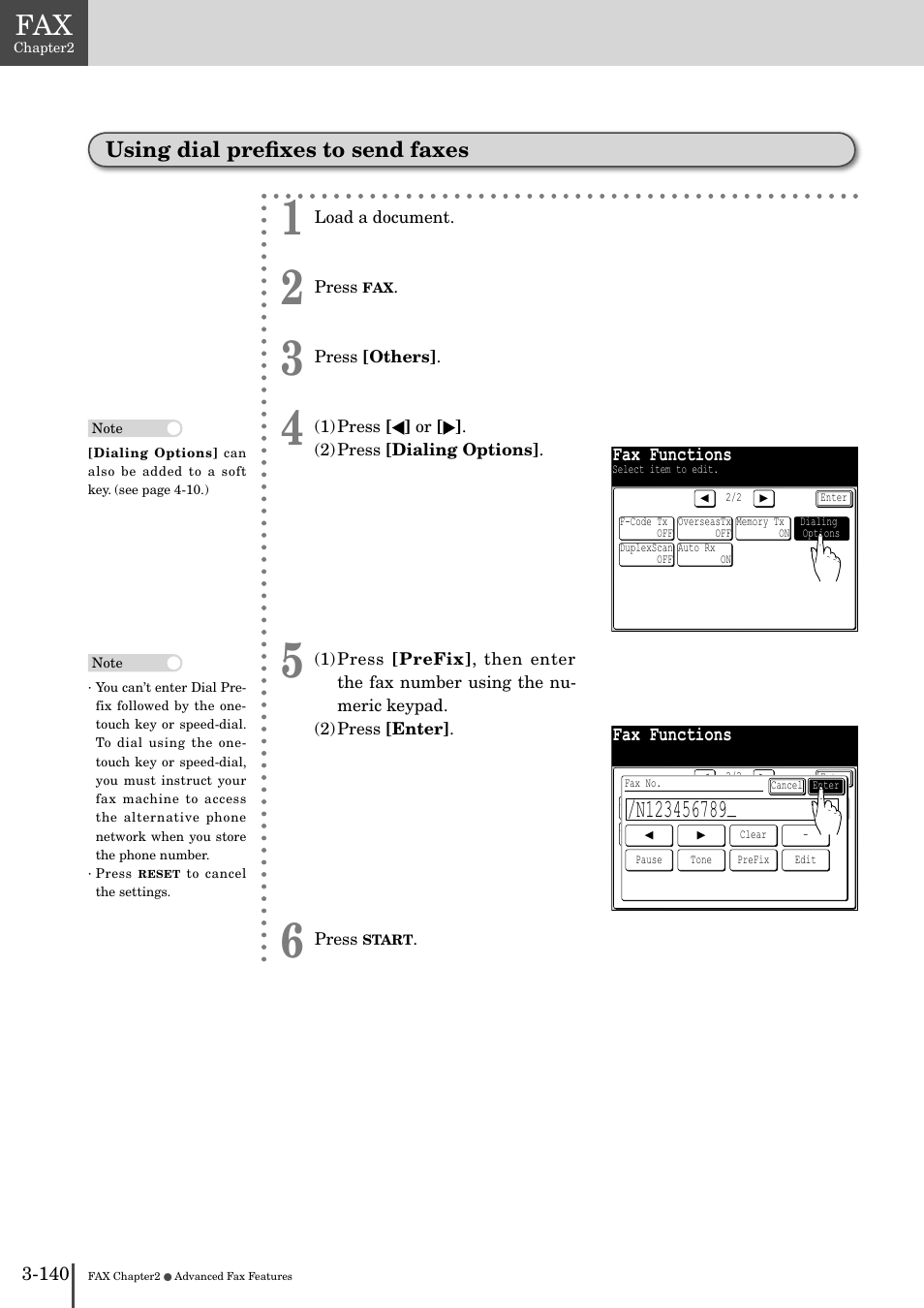 Using dial preﬁxes to send faxes -140, Using dial preﬁxes to send faxes | Muratec MFX-2830 User Manual | Page 318 / 471