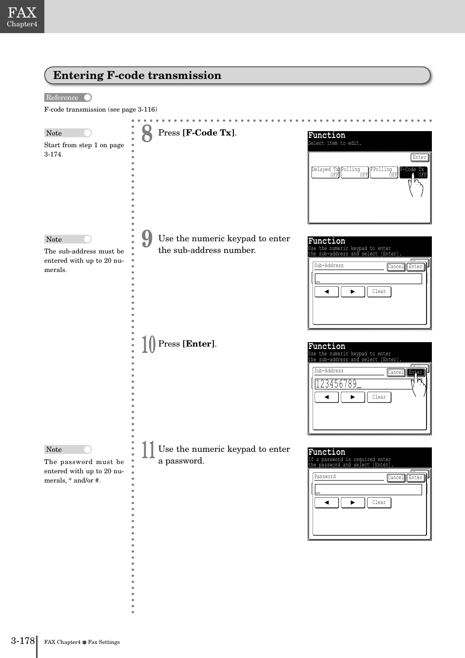 Entering f-code transmission -178, Entering f-code transmission, Function | Muratec MFX-2830 User Manual | Page 356 / 471