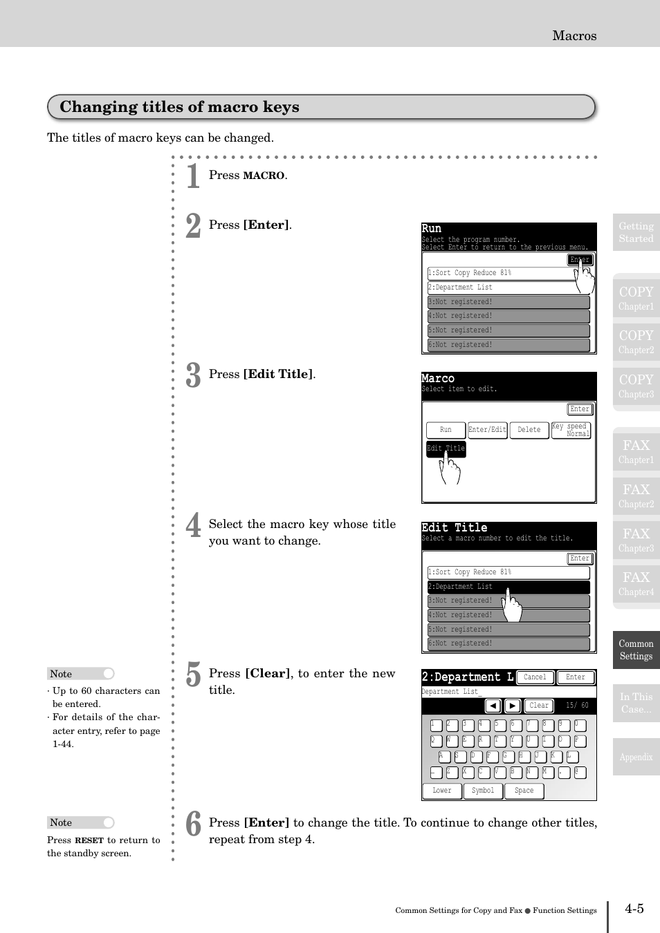 Changing titles of macro keys -5, Changing titles of macro keys, Marco | Edit title, Department l | Muratec MFX-2830 User Manual | Page 383 / 471