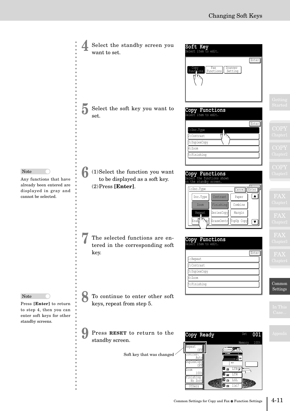 Soft key, Copy functions, Copy ready 001 | Muratec MFX-2830 User Manual | Page 389 / 471