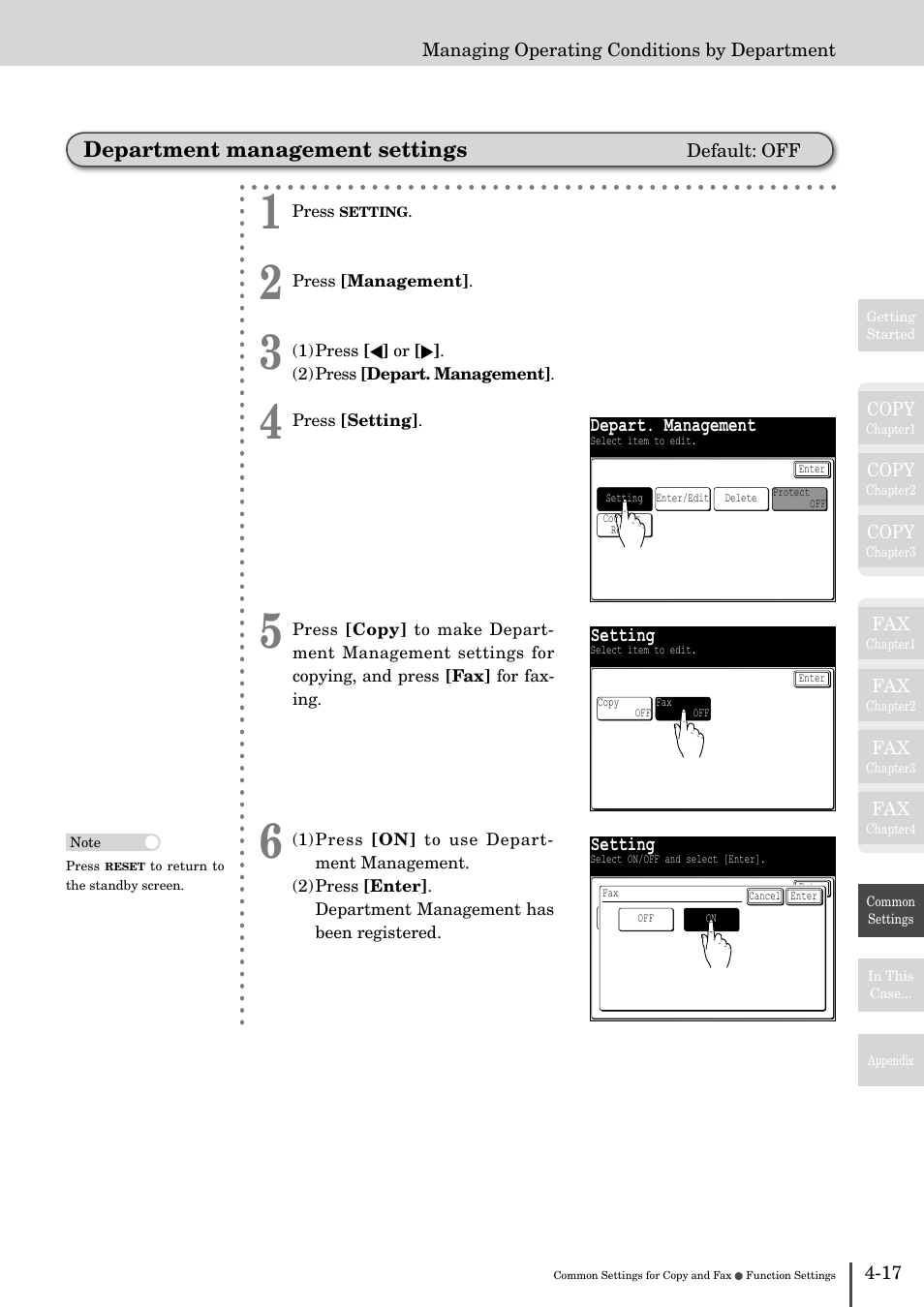 Department management settings -17, Department management settings | Muratec MFX-2830 User Manual | Page 395 / 471