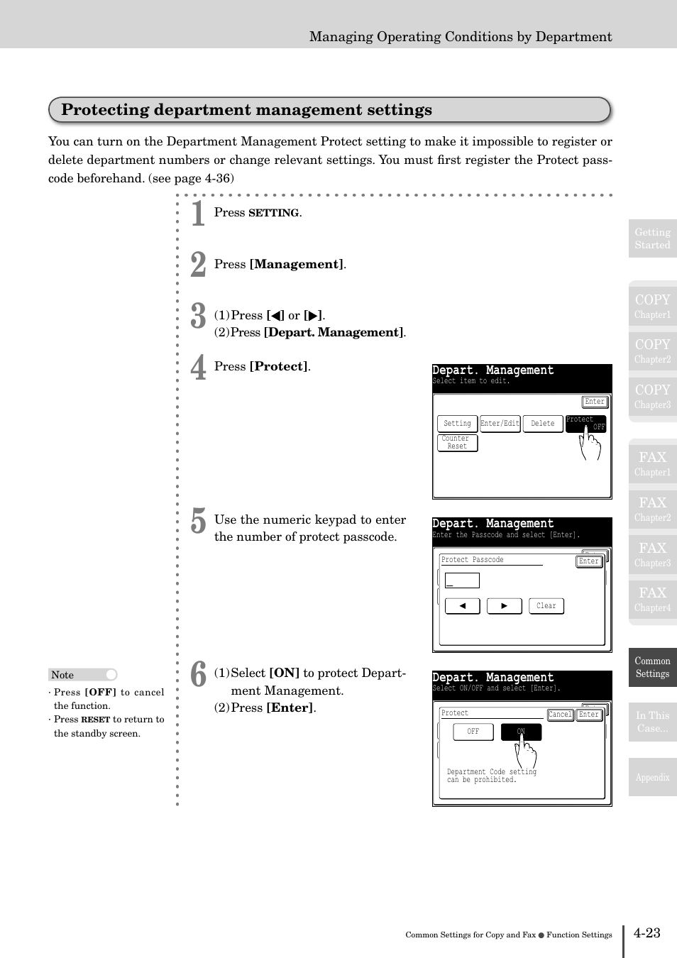 Protecting department management settings -23, Protecting department management settings | Muratec MFX-2830 User Manual | Page 401 / 471