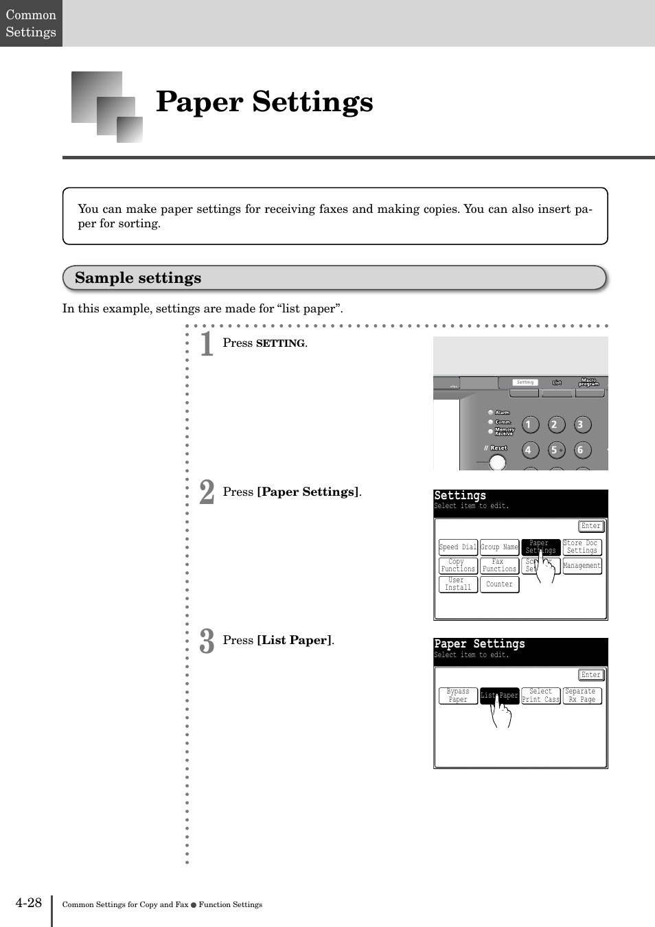 Paper settings -28, Sample settings -28, Paper settings | Sample settings | Muratec MFX-2830 User Manual | Page 406 / 471
