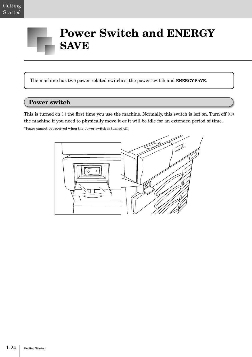 Power switch and, Energy save, Power switch -24 | Muratec MFX-2830 User Manual | Page 42 / 471