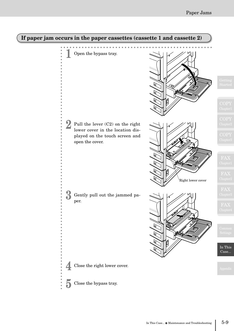 If paper jam occurs in the paper cassettes, Cassette 1 and cassette 2) -9 | Muratec MFX-2830 User Manual | Page 429 / 471