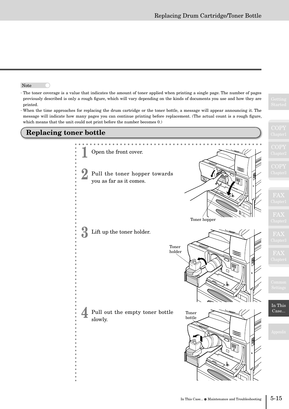 Replacing toner bottle -15, Replacing toner bottle | Muratec MFX-2830 User Manual | Page 435 / 471