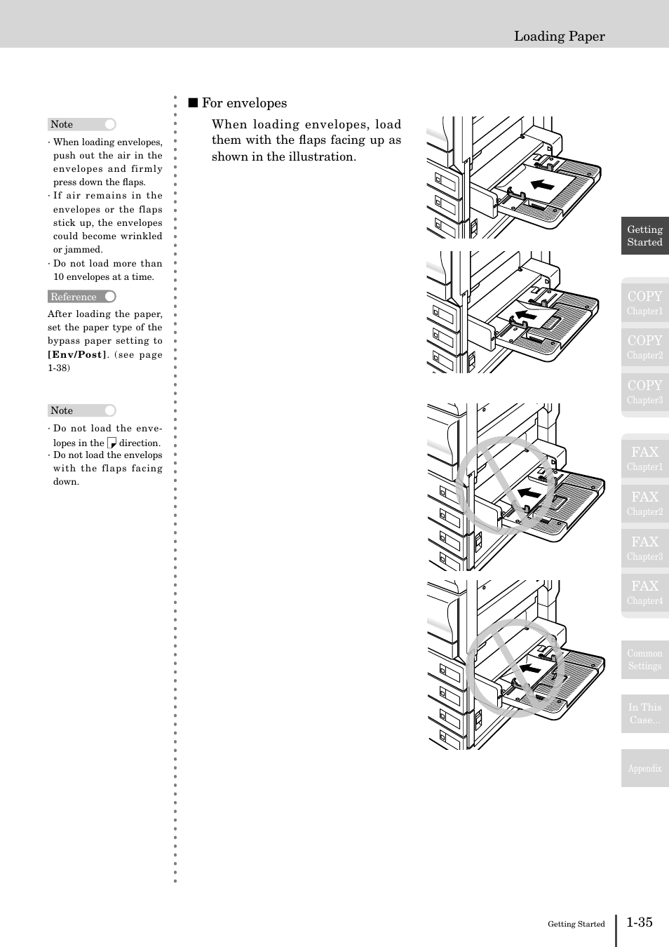 Copy, Loading paper, For envelopes | Muratec MFX-2830 User Manual | Page 53 / 471