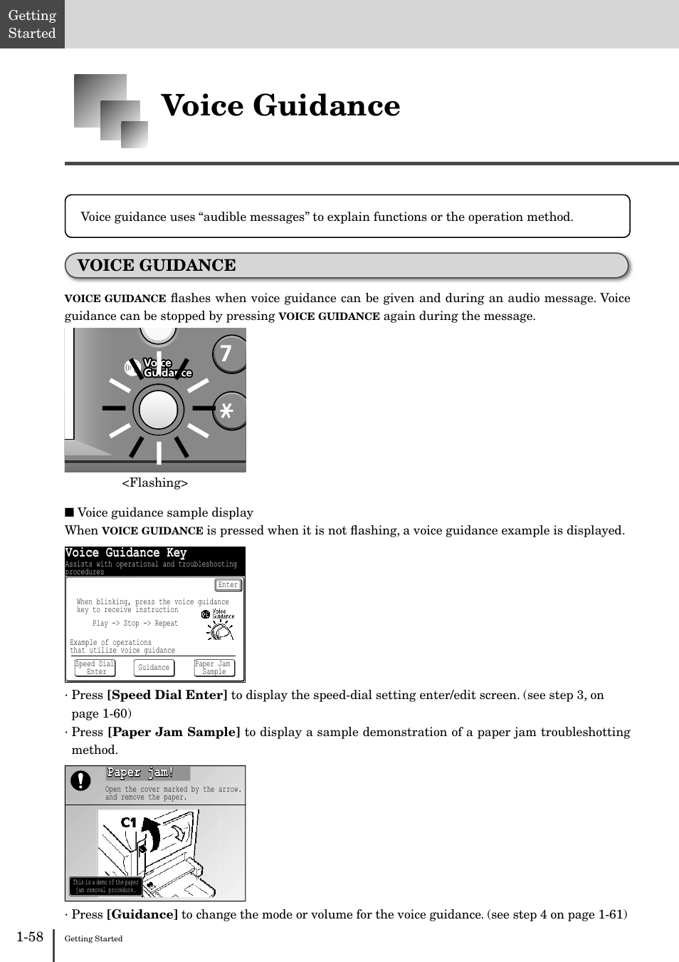 Voice guidance -58, Voice guidance, Voice guidance key | Paper jam | Muratec MFX-2830 User Manual | Page 76 / 471