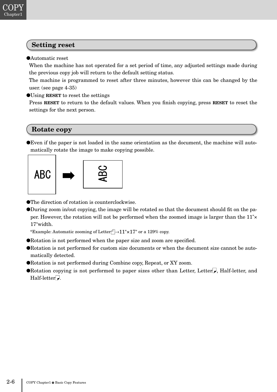 Setting reset -6, Rotate copy -6, Copy | Setting reset, Rotate copy | Muratec MFX-2830 User Manual | Page 86 / 471